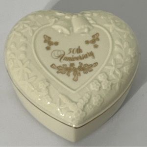 Lenox 50th Wedding Anniversary Heart Jewelry Trinket Box